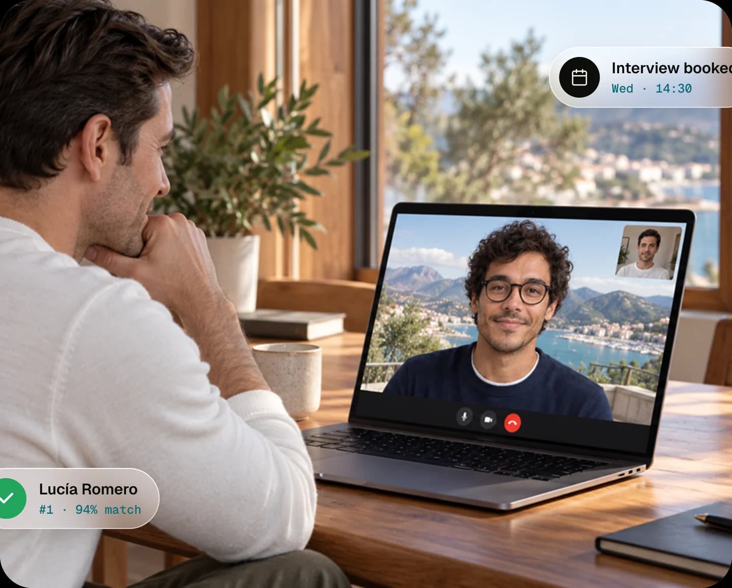 A hiring manager on a video interview with a candidate